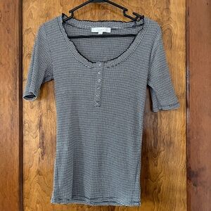 LOFT Striped Short Sleeve Blouse